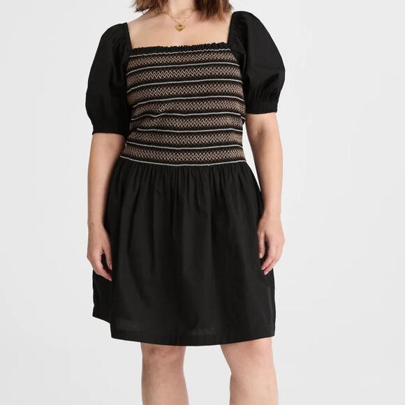 Madewell Dresses & Skirts - NWT Madewell Juliette Poplin Puff-Sleeve Mini Dress Black S